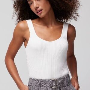 White House Black Market Womens White Ribbed Sweater Cropped Tank XL